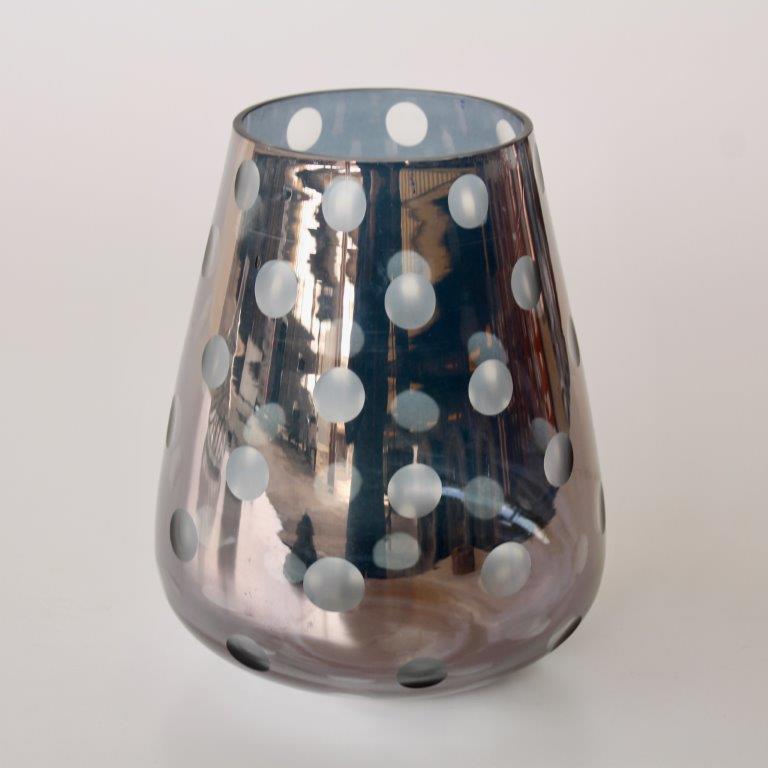 Silver Dot Glass Candle Holder